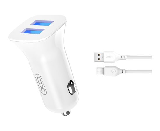 XO TZ10 Auto lādētājs 2x USB / 2,4A + USB-C kabelis