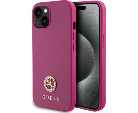 Guess Strass Metal Logo Back Case Aizsargapvalks Priekš Apple iPhone 15