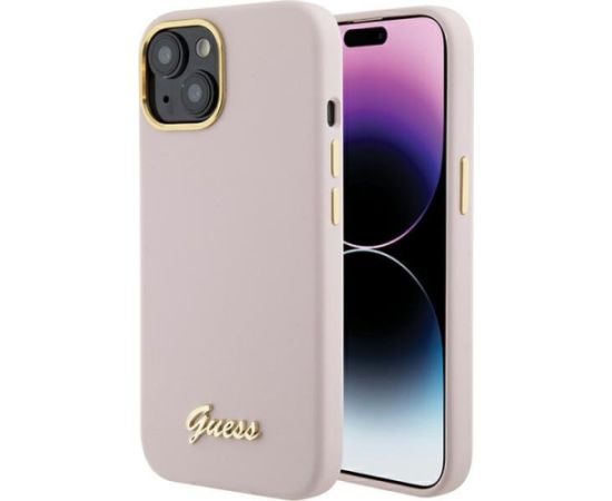 Guess Silicone Script Metal Logo & Frame Back Case Защитный Чехол для Apple iPhone 15