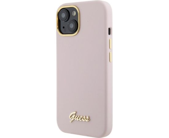 Guess Silicone Script Metal Logo & Frame Back Case Защитный Чехол для Apple iPhone 15