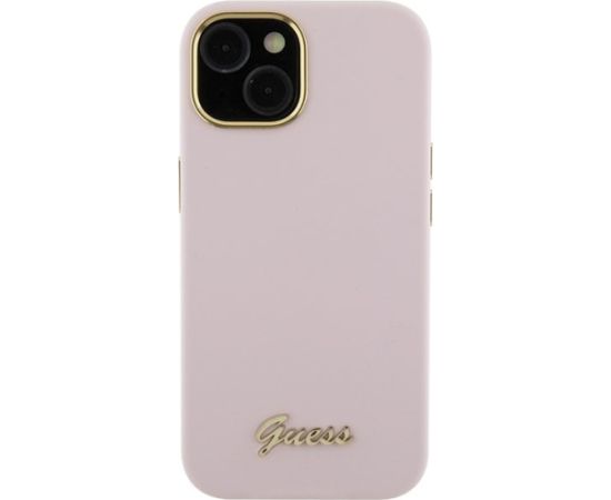 Guess Silicone Script Metal Logo & Frame Back Case Защитный Чехол для Apple iPhone 15