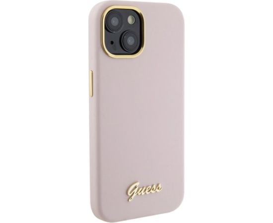 Guess Silicone Script Metal Logo & Frame Back Case Защитный Чехол для Apple iPhone 15