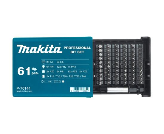 Skrūvgriežu uzgaļu komplekts Makita; 61 gab.