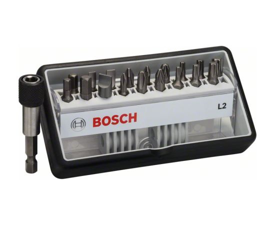 Bosch Uzgaļu komplekts Extra Hard; PH; PZ; T; S; HEX; 18 gab. +  turētājs