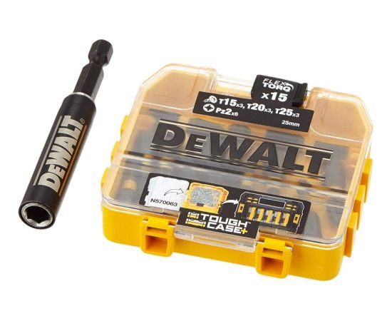 Triecienuzgaļu komplekts  DeWalt DT70522T-QZ; 25 mm; 15 gab. + Magnētisks turētājs