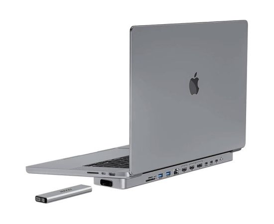 USB-C docking station / Hub for MacBook Pro 13" / 14" INVZI MagHub 12in2 with SSD tray (gray)