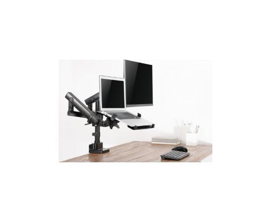 Monitora stiprinājums Gembird Desk Mounted Adjustable Monitor Arm with Notebook Tray (full-motion)