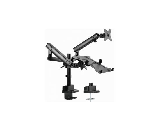 Monitora stiprinājums Gembird Desk Mounted Adjustable Monitor Arm with Notebook Tray (full-motion)