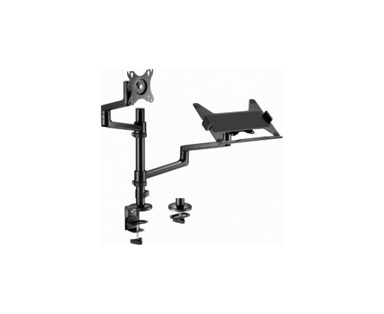 Monitora stiprinājums Gembird Desk Mounted Adjustable monitor arm with Notebook Tray