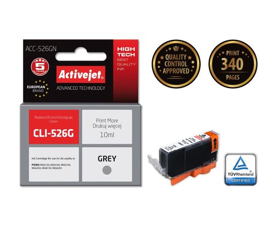 Activejet ACC-526GN ink (replacement for Canon CLI-526G; Supreme; 10 ml; grey)