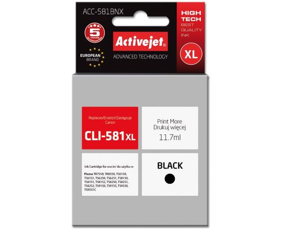 Activejet ACC-581BNX ink (replacement for Canon CLI-581Bk XL; Supreme; 11.70 ml; black)