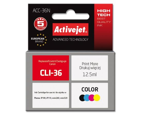 Activejet ACC-36N ink for Canon printer; Canon PGI-36 replacement; Supreme; 12,5 ml; color