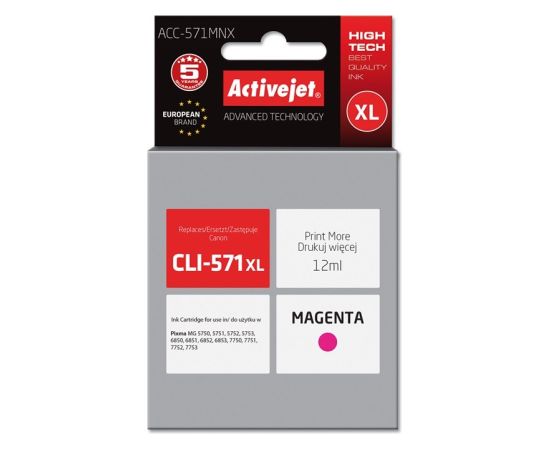 Activejet ACC-571MNX ink (replacement for Canon CLI-571M XL; Supreme; 12 ml; magenta)