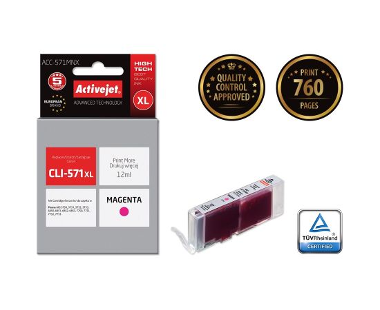 Activejet ACC-571MNX ink (replacement for Canon CLI-571M XL; Supreme; 12 ml; magenta)