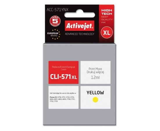 Activejet ACC-571YNX ink (replacement for Canon CLI-571Y XL; Supreme; 12 ml; yellow)