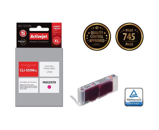 Activejet ACC-551MN ink (replacement for Canon CLI-551M; Supreme; 15 ml; magenta)