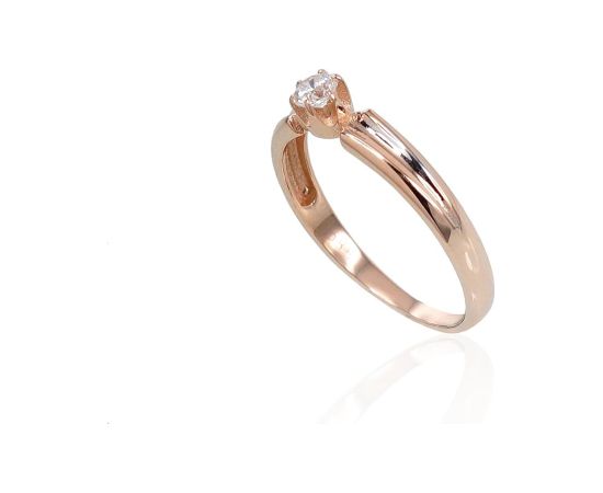 Золотое кольцо #1100721(Au-R+PRh-W)_CZ, Красное Золото 585°, родий (покрытие), Цирконы, Размер: 16.5, 1.23 гр.