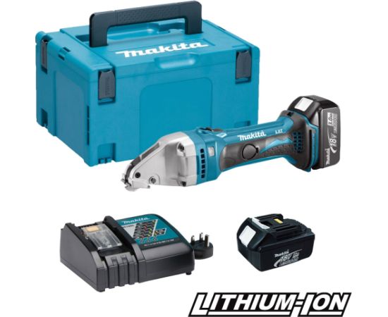 Metāla griešanas šķēres Makita DJS161RFJ; 18 V; 2x3,0 Ah akum.