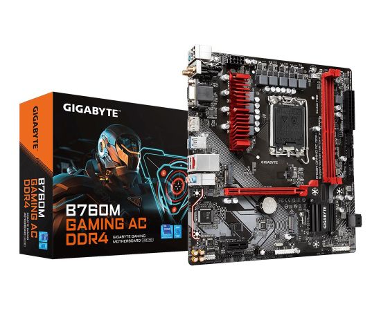 Mainboard GIGABYTE Intel B760 Express LGA1700 Micro-ATX Memory DDR4 Memory slots 2 1xPCI-Express 3.0 1x 1xPCI-Express 4.0 16x 2xM.2 1x15pin D-sub 1xHDMI 1xDisplayPort 2xUSB 2.0 3xUSB 3.2 1xUSB-C 1xPS/2 B760MGAMINGACDDR41.1