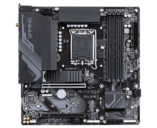 Mainboard GIGABYTE Intel B760 Express LGA1700 Micro-ATX Memory DDR5 Memory slots 4 1xPCI-Express 4.0 16x 1xM.2 1xHDMI 1xDisplayPort 5xUSB 2.0 3xUSB 3.2 1xRJ45 3xAudio port B760MGAMINGXAX1.2