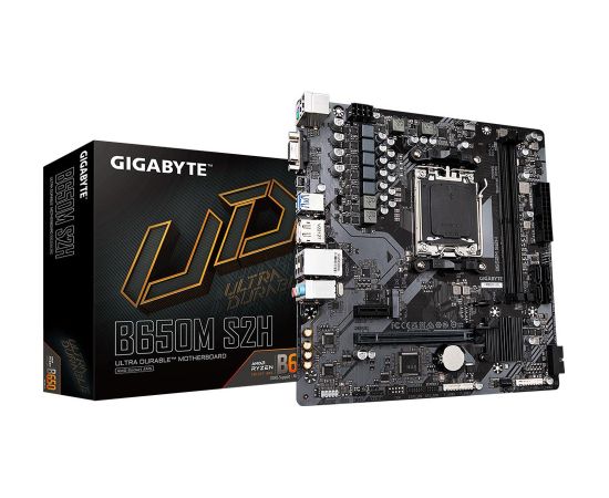 Mainboard GIGABYTE AMD B650 SAM5 Micro-ATX Memory DDR5 Memory slots 2 1xPCI-Express 3.0 1x 1xPCI-Express 4.0 16x 1xM.2 1x15pin D-sub 1xHDMI 1xDisplayPort 4xUSB 2.0 2xUSB 3.2 1xPS/2 1xRJ45 3xAudio port B650MS2H