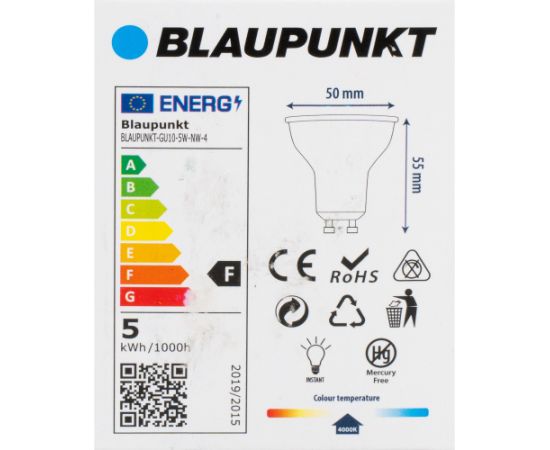 Blaupunkt LED lamp GU10 500lm 5W 4000K 4pcs