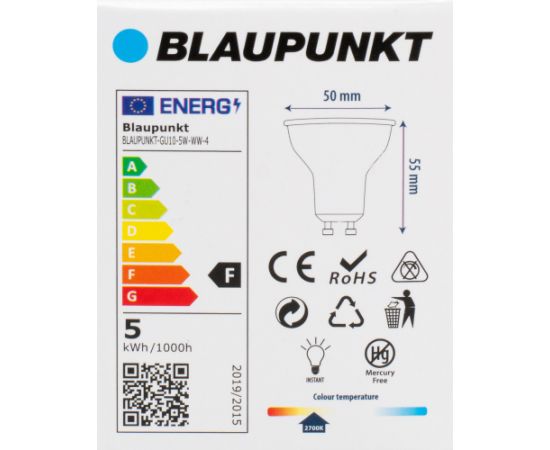 Blaupunkt LED lamp GU10 500lm 5W 2700K 4pcs