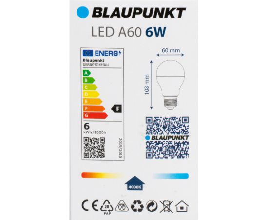 Blaupunkt LED лампа E27 A60 600lm 6W 4000K 4pcs