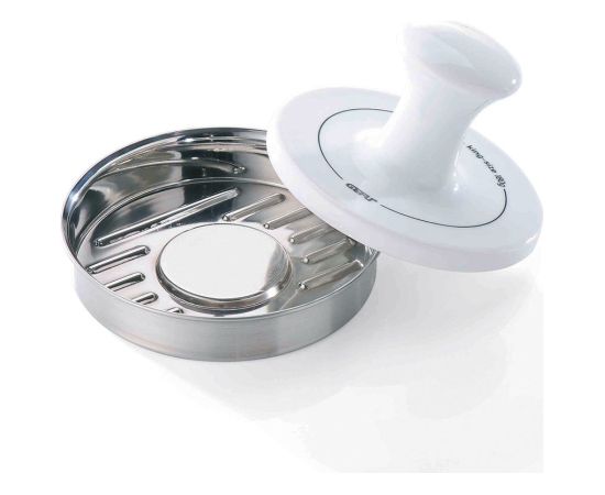 GEFU SPARK hamburger press Stainless steel, White Porcelain, Stainless steel