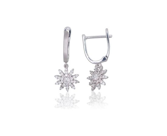 Серебряные серьги на английском замке #2203853(PRh-Gr)_CZ, Серебро 925°, родий (покрытие), Цирконы, 2.3 гр.