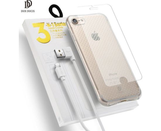 Dux Ducis 3 in 1 Set / Aizmugurējais Silikona Apvalks 0.3 mm / Aizargstikls 9H / Micro USB Datu Kabelis 90 cm / Priekš Samsung J330 Galaxy J3 (2017)