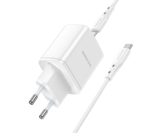 OEM Borofone Wall charger BN9 Reacher - 2xType C - QC 3.0 PD 35W with Type C to Type C cable white