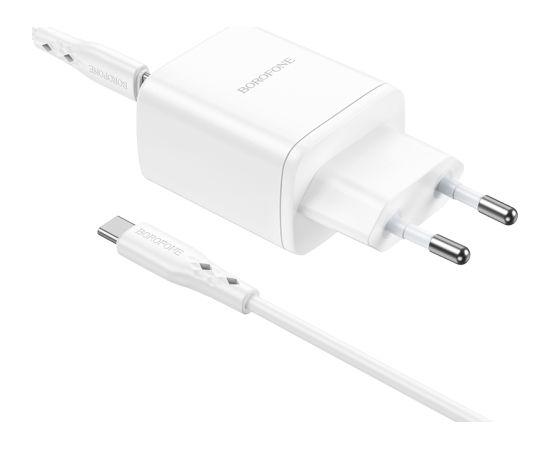 OEM Borofone Wall charger BN9 Reacher - 2xType C - QC 3.0 PD 35W with Type C to Type C cable white