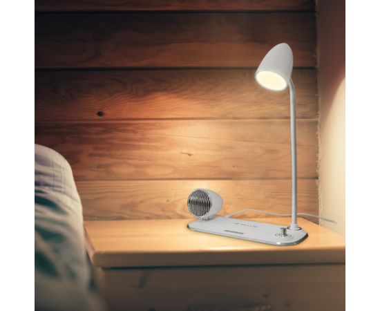 Tellur Nostalgia Wireless Desk Charger, Bluetooth Speaker, Desk Lamp white