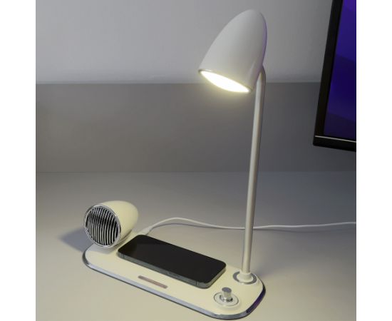 Tellur Nostalgia Wireless Desk Charger, Bluetooth Speaker, Desk Lamp white