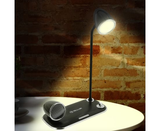 Tellur Nostalgia Wireless Desk Charger, Bluetooth Speaker, Desk Lamp black