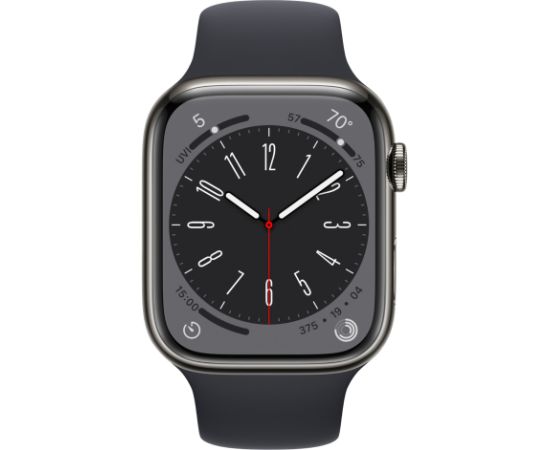 Apple Watch Series 8 45mm GPS + Cellular Stainless Steel - Graphite (Atjaunināts, stāvoklis kā jauns)