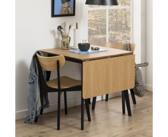 Çdamistabas galds ROXBY, 80/120x80xH76cm, ozols/melns
