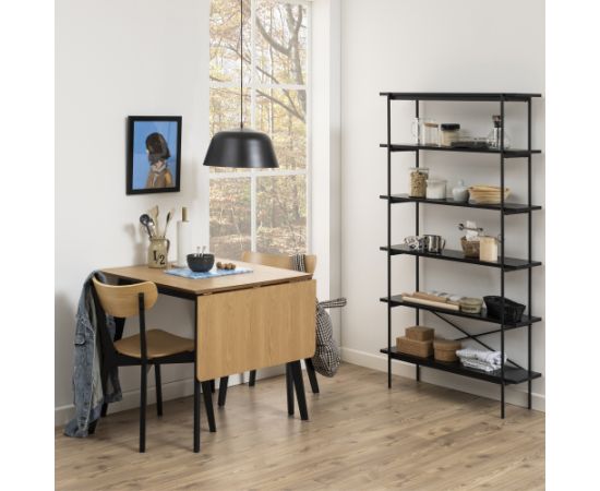 Çdamistabas galds ROXBY, 80/120x80xH76cm, ozols/melns