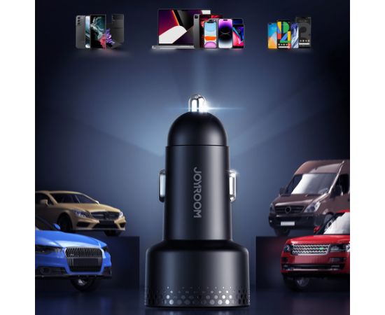 Car charger 2x USB C 70W with LED display Joyroom JR-CCD02 - black