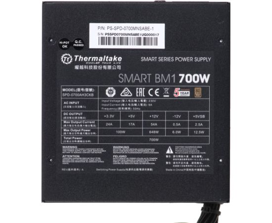 Power supply Thermaltake Smart BM1 700W PS-SPD-0700MNSABE-1 (700 W; Active; 140 mm)