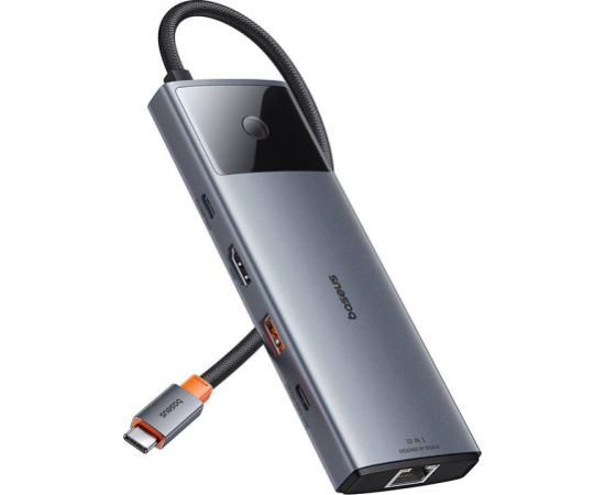 Hub 10in1 Baseus Metal Gleam II Series, USB-C to 1xHDMI, USB-A (10Gbps), USC-C, 2xUSB-A, Ethernet RJ45, SD/TF card, mini-jack 3,5mm, USB-C(PD)