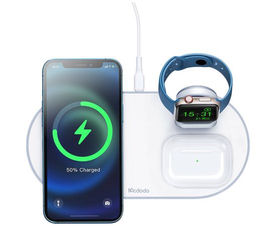 Wireless Charger Mcdodo CH-7060 3 in 1 15W (mobile/TWS/Apple watch) (white)