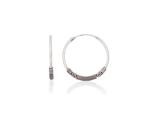 Серебряные серьги-кольца #2204002(POx-Bk), Серебро 925°, оксид (покрытие), 3 гр.