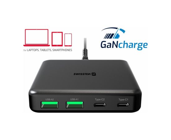 Swissten Desktop GaN Charger Адаптер 2x USB-C /  2x USB / 65W