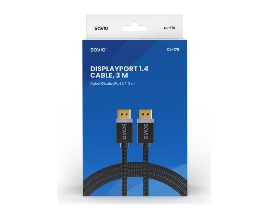 SAVIO DISPLAYPORT (M) - DISPLAYPORT (M) CABLE, V1.4, 3 m, CL-176