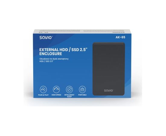Savio 2.5" External HDD/SDD enclosure, USB 3.0, AK-65