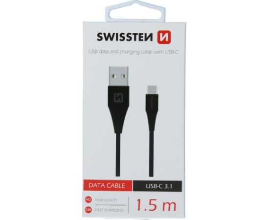 Swissten Data USB / USB-C 3.1 Datu un uzlādes vads 1.5m