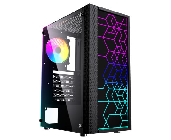 Gembird Fornax 2500 ARGB Gaming ATX computer case, Midi Tower, backlight,  Black