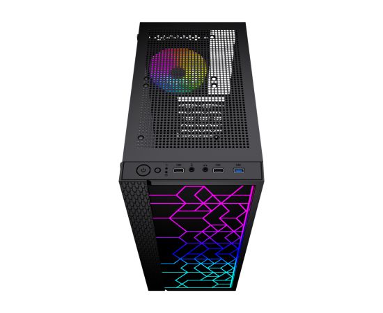 Gembird Fornax 2500 ARGB Gaming ATX computer case, Midi Tower, backlight,  Black